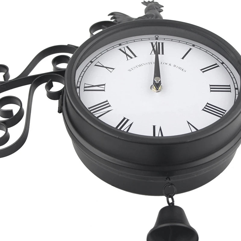 Horloge Murale De Station De Jardin En Plein Air, Double Face, Coquelet, Vintage, Rétro, Décoration D'Intérieur