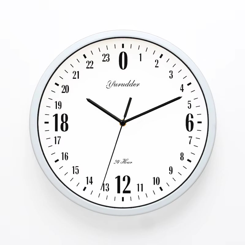 Newest 24 Hour Dial Design 12 Inches Step Metal Frame Modern Fashion Decorative round Wall Clock