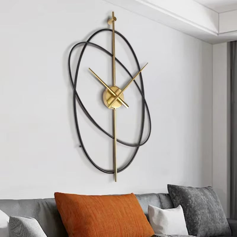 2025 Simple Iron Wall Clock Metal Oval Clocks Wall Home Decor Modern Design Art Silent Clock Paint Craft Living Room Decoration