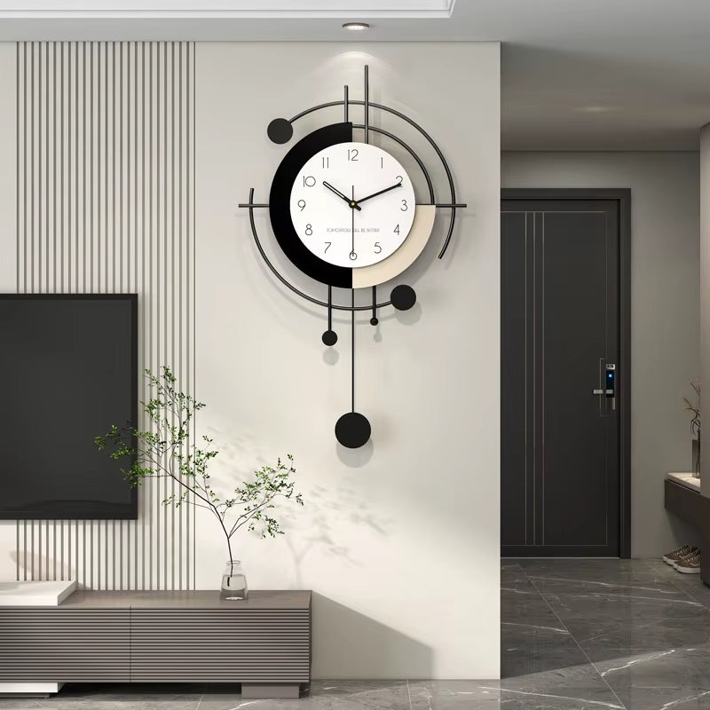 Silent Pendulum Wall Clock Modern Minimalist Creative Elegant Home Decor for Living Dining Room Wall Mounted