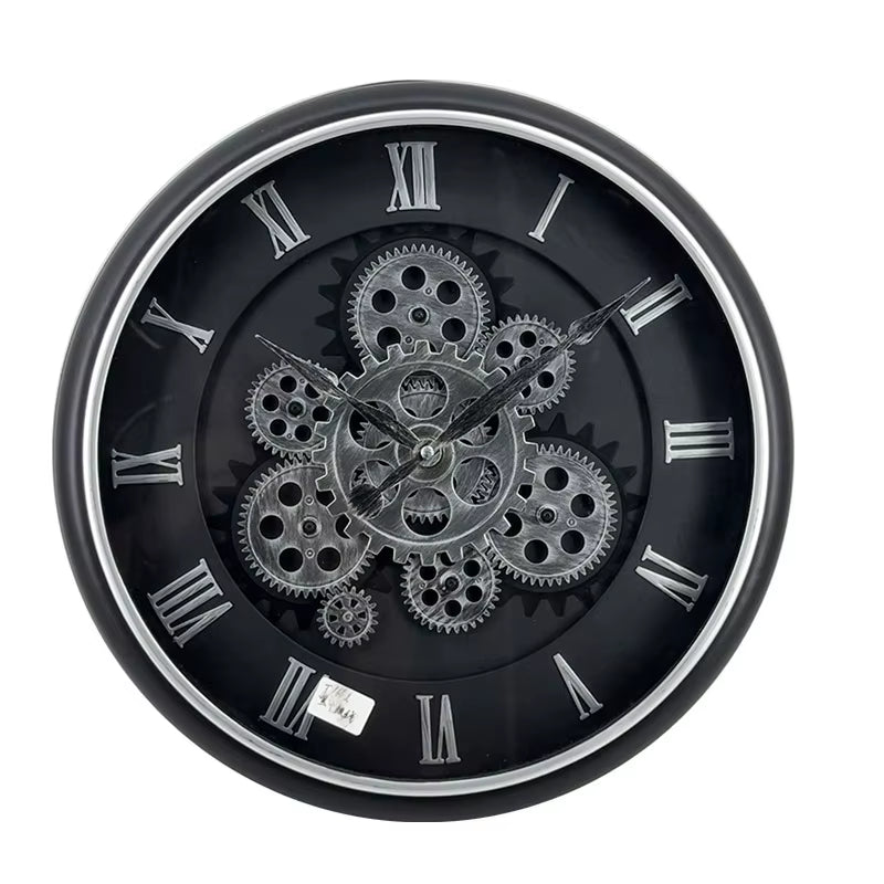 16 Inch Fashion Industrial Gear Wall Clock Decoration Retro Silent Mechanical Age Decor Home Decorative Room Art Style Gift 벽시계