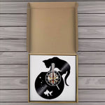 Horloge Murale "Chat Malicieux" – Vinyle Recyclé & Design Silhouette Original - Vignette | La Belle Horloge