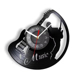 Horloge Vinyle Guitare Rock — Déco Murale Musicien - Vignette | La Belle Horloge