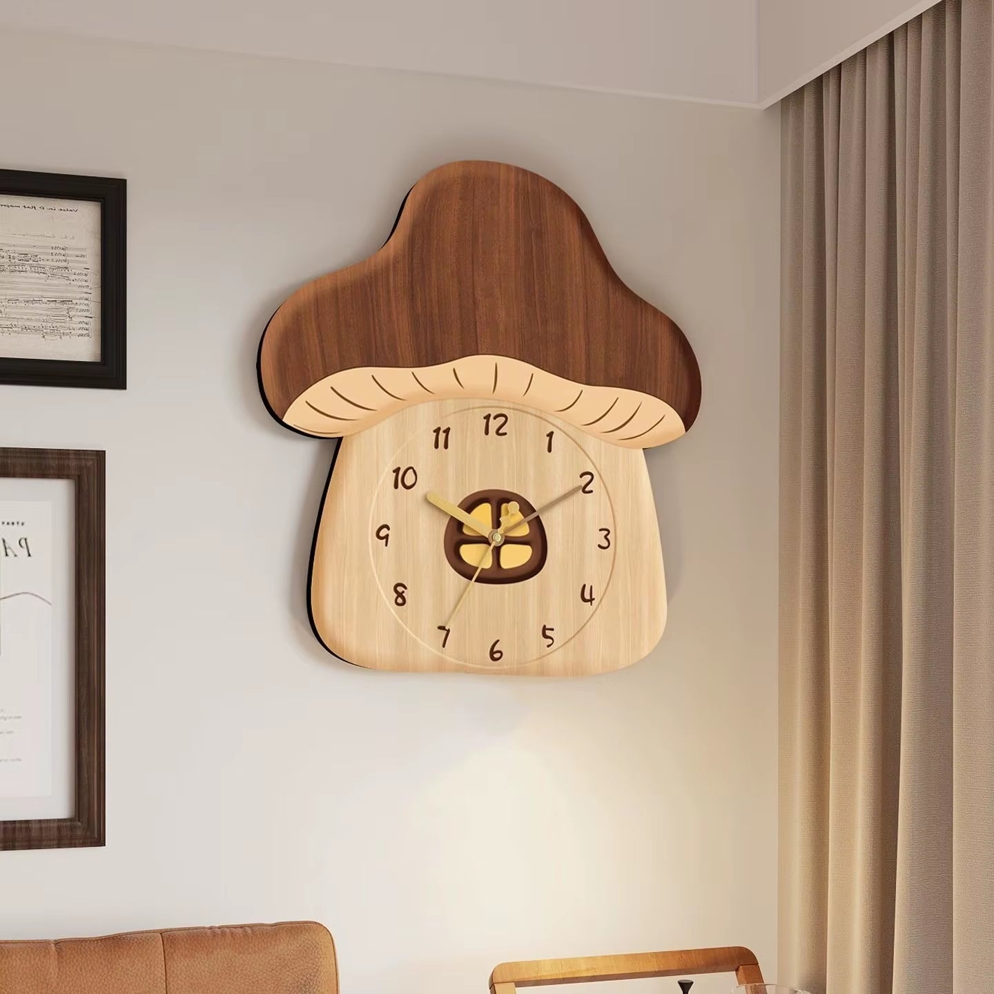 Cartoon Mushroom House Swing Clock - Quiet Home Decorative Wall Clock for Living Room New Creative Design