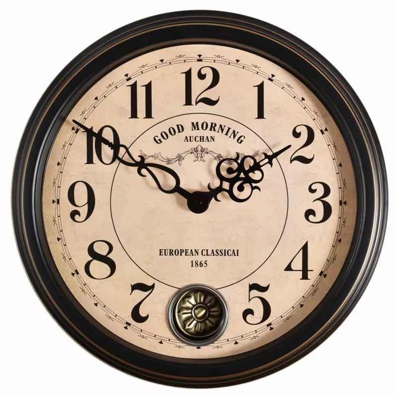 Pendulum Noiseless Living Room Luxury Clocks Retro Vintage Wall Clock Pendulum Elegant Design Bedroom Clocks Classic Home Decor