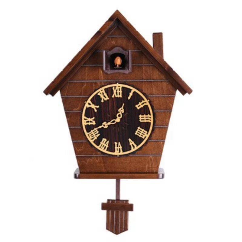 Vintage Nordic Wooden Cuckoo Clock Silent Electronic Smart Wall Clock for Kids Room Living Room Home Decor Cuccu Watch