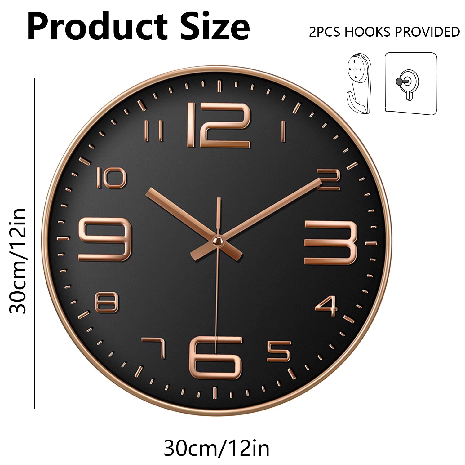 12 Inch Modern Quartz Wall Clock Large Cubic Digital Clock Easy to Read Silent Non Ticking Clock for Living Room Kitchen