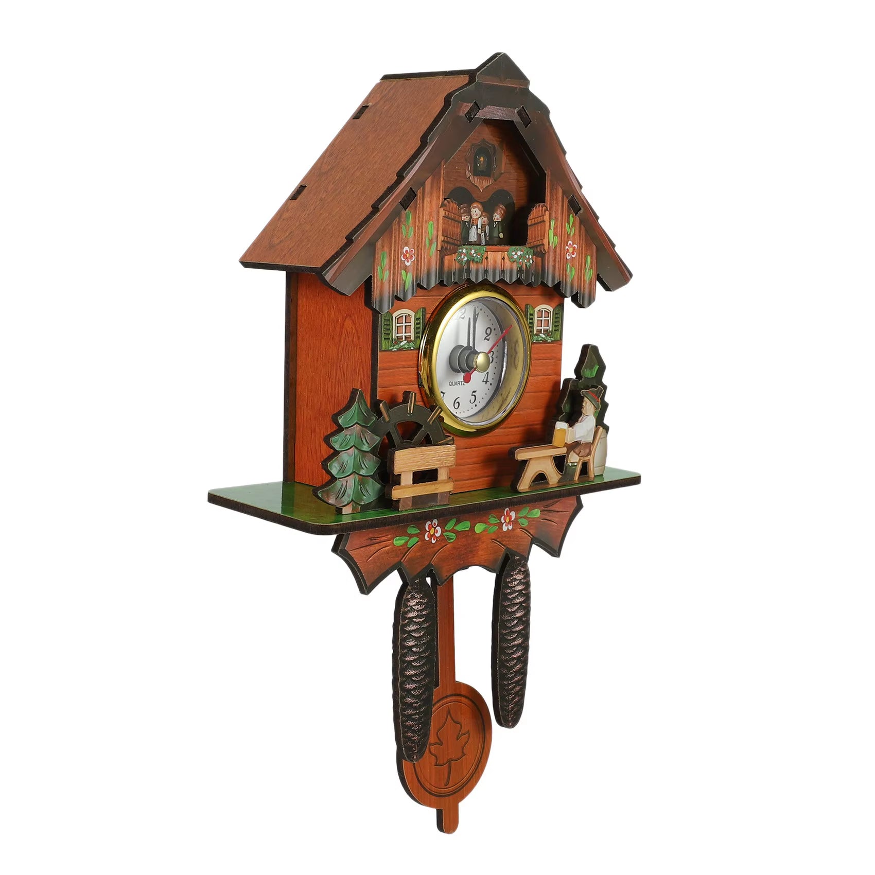 Antique Wooden Cuckoo Wall Clock Bird Time Bell Swing Alarm Watch Home Art Decor 006