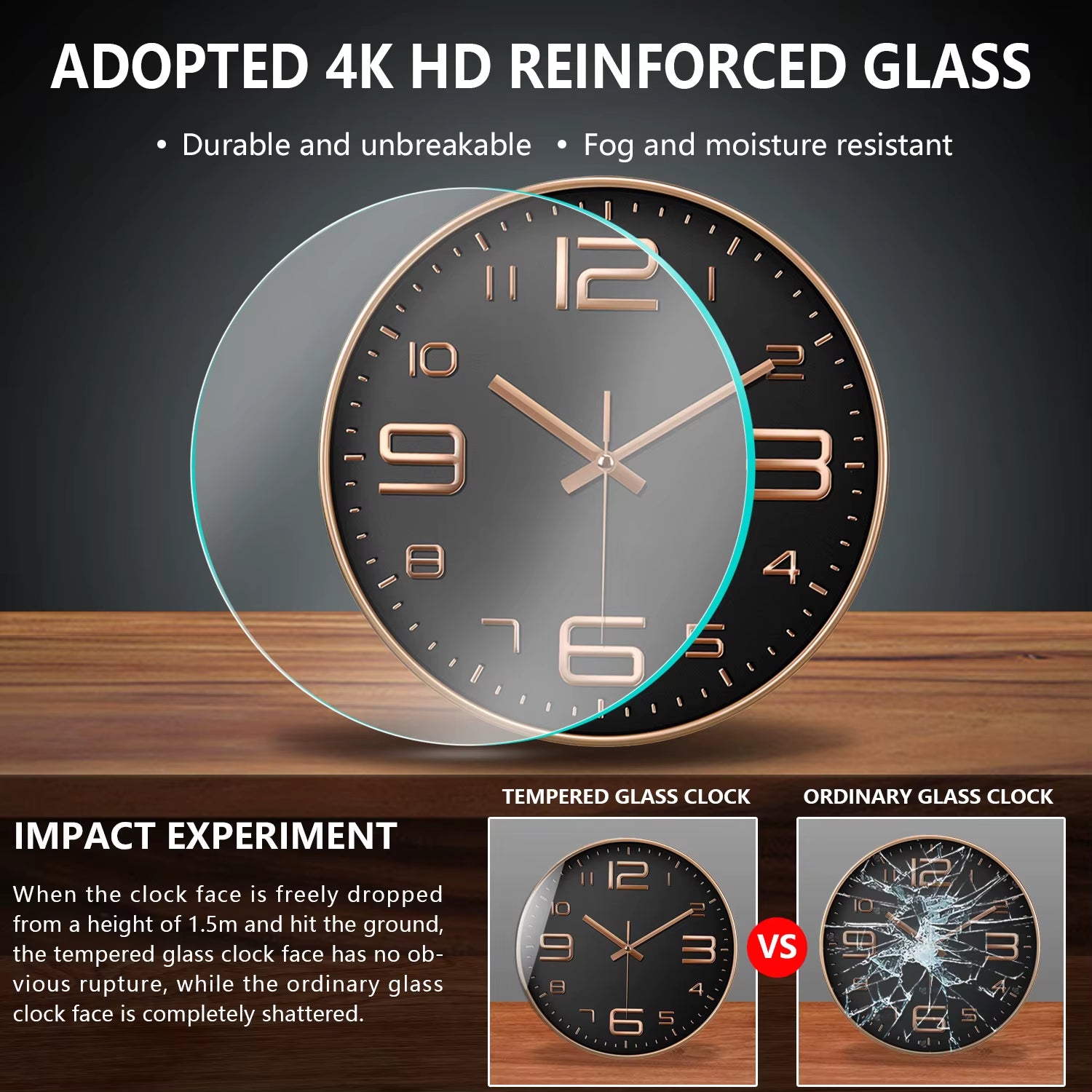 12 Inch Modern Quartz Wall Clock Large Cubic Digital Clock Easy to Read Silent Non Ticking Clock for Living Room Kitchen