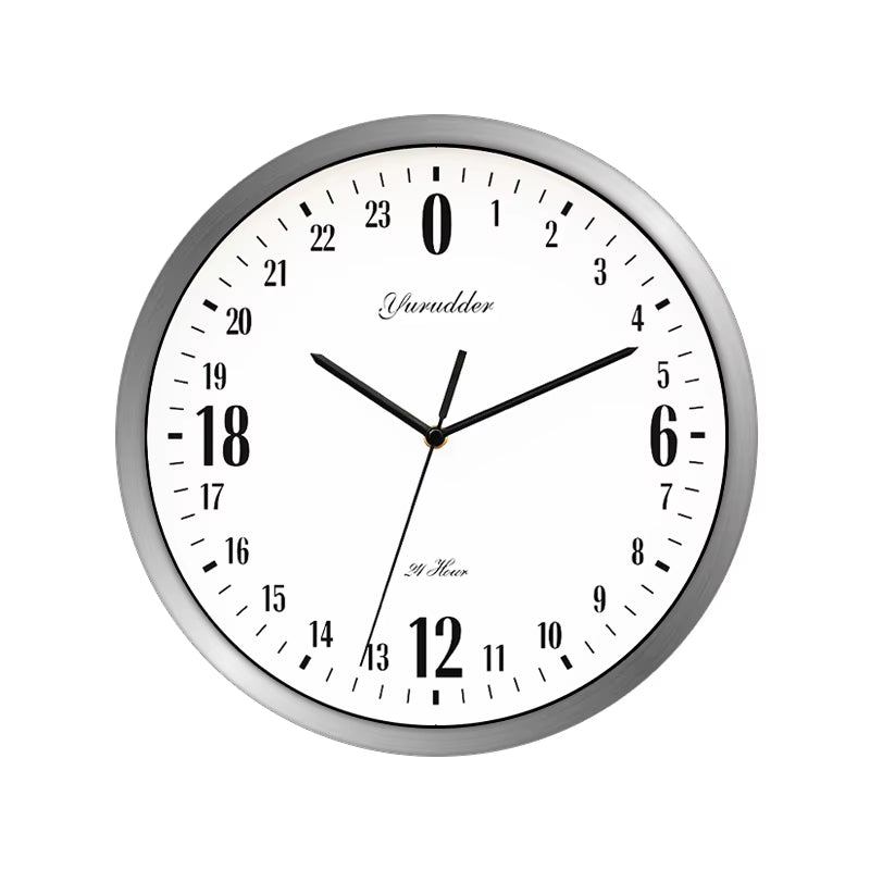 Newest 24 Hour Dial Design 12 Inches Step Metal Frame Modern Fashion Decorative round Wall Clock