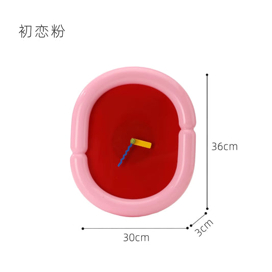 Creative Art Wall Clock Living Room Bedroom Clock Cream Wind Nordic Shaped Acrylic Wall Hanging Decorative Oval Art Wall Clock