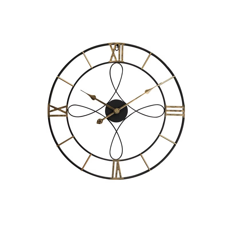 Simple and Retro Iron Wall Clock without Drilling, Silent Clock, Wall Mounted Clock