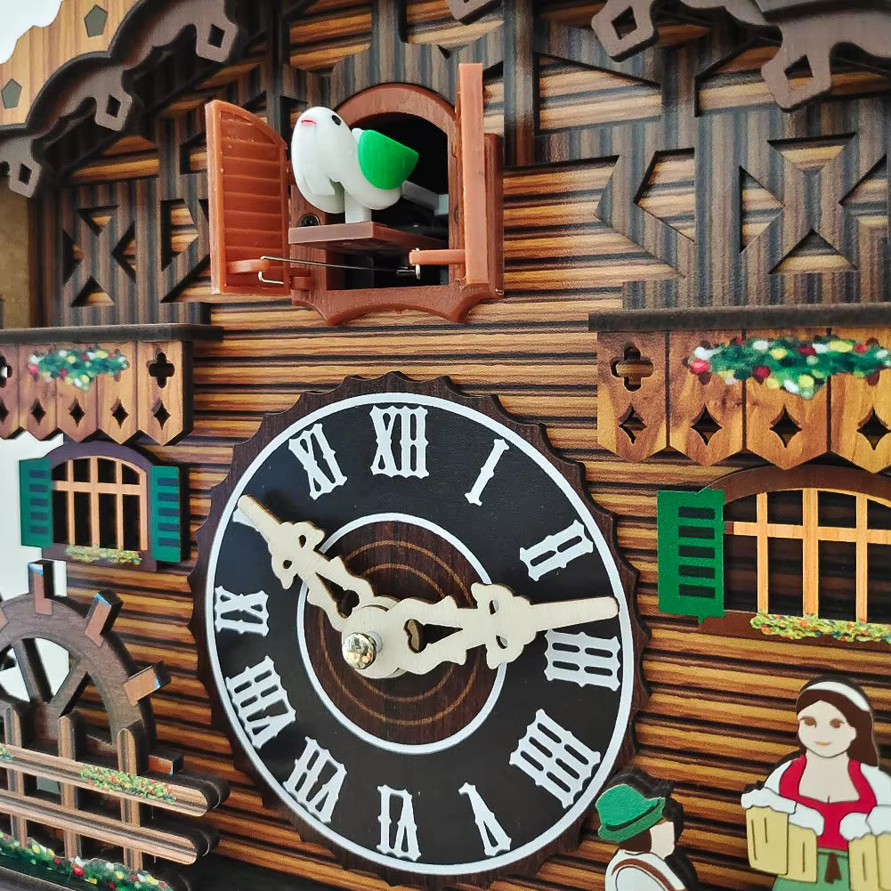 Wooden Clock Wall Mounted Clock Bird Alarm Clock Cuckoo Clocks for Home Kid'S Room Decoration
