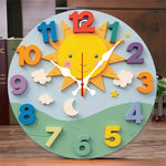 Horloge Murale Enfant "Soleil Cartoon" 25cm – Bois & Quartz Silencieux - Vignette | La Belle Horloge