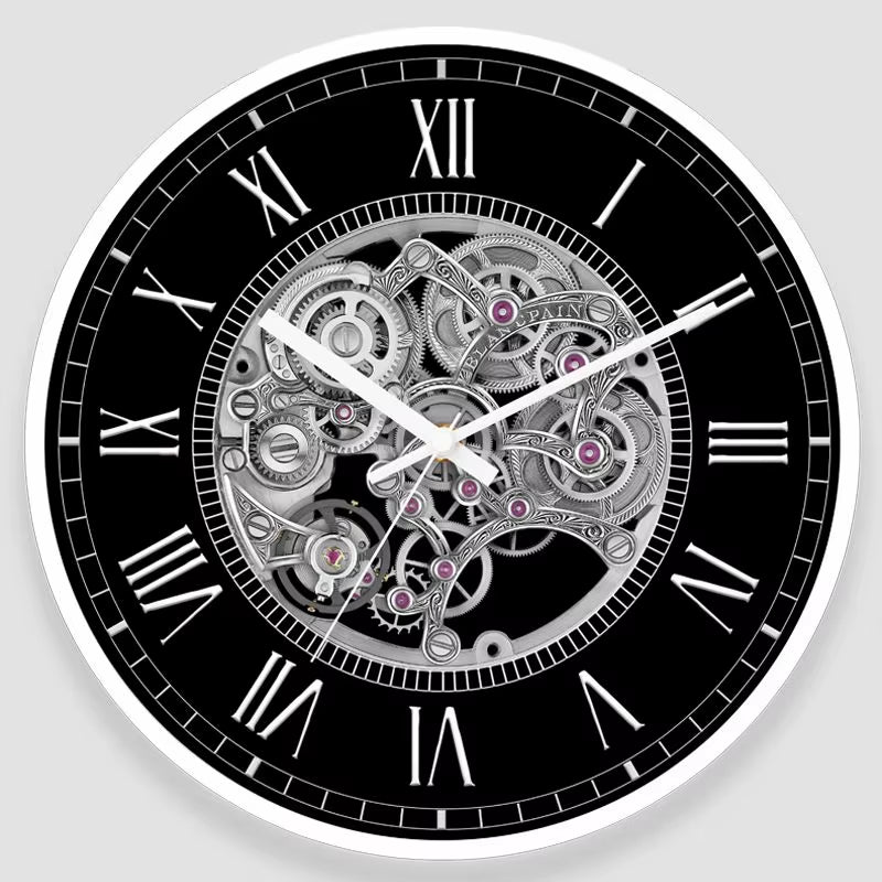 Retro Gear Fashion Clock Imitation Mechanical Quiet Quartz Clock Personality American Restaurant Bar Light Luxury Wall Clock