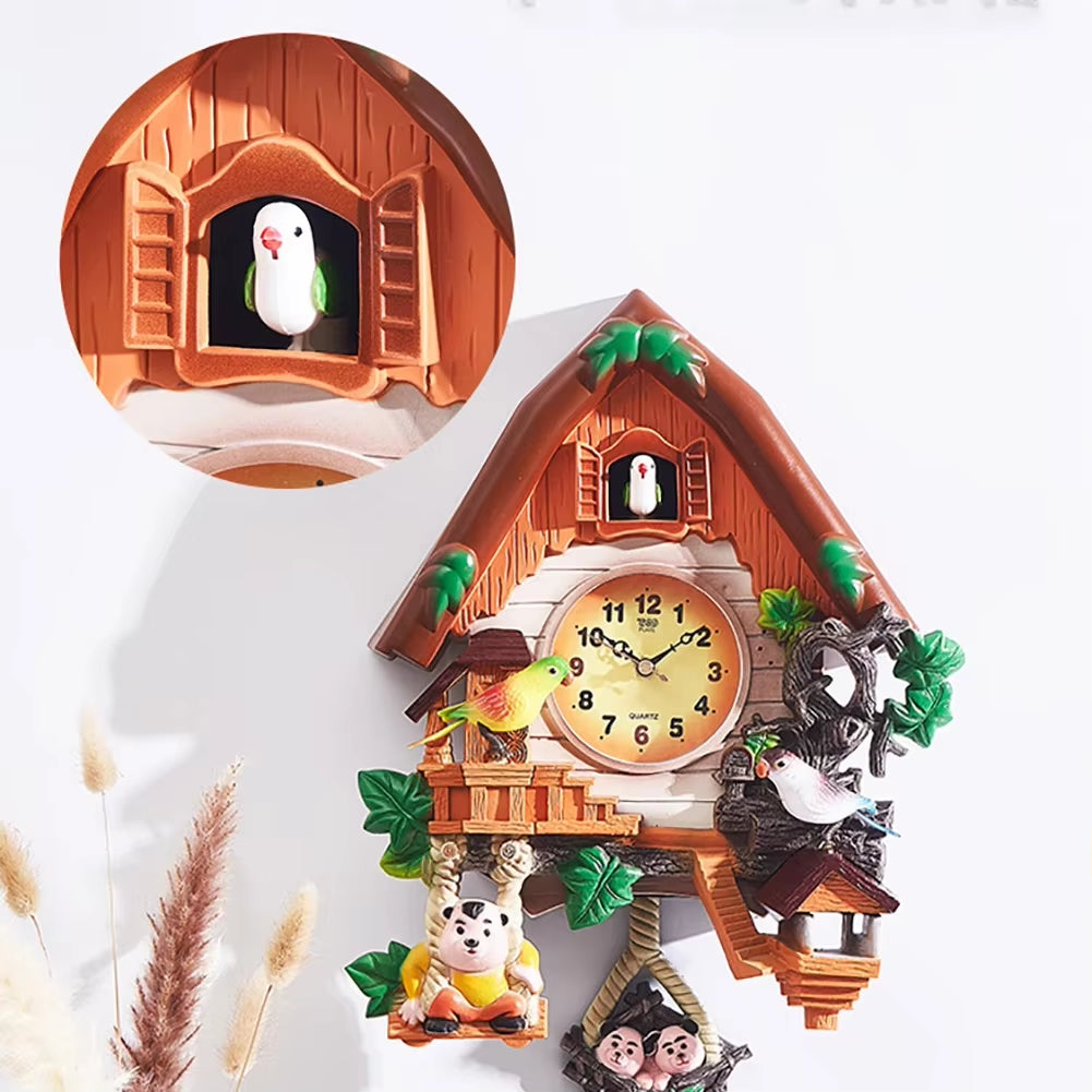 Cuckoo Wall Clocks with Timer Resin Clock Function Digital Decorative Wall Clock with Sounds for Home Kids Living Room Decor