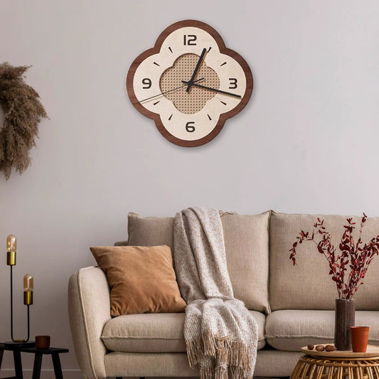 Wall Clock Wooden Frame Non Ticking Hanging Art Clock Home Decoration for Bedroom Study Room Kitchen Gift for Family Friends