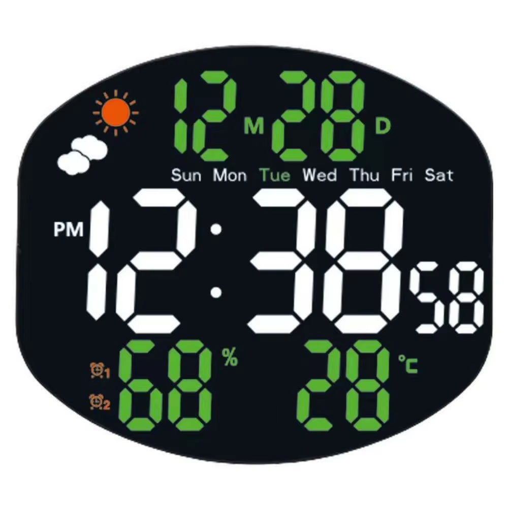 Multi-Functional Large Display Digital Clock Remote Control Mirrored LED Wall Clock Standing/Hanging Humidity/Temp Display