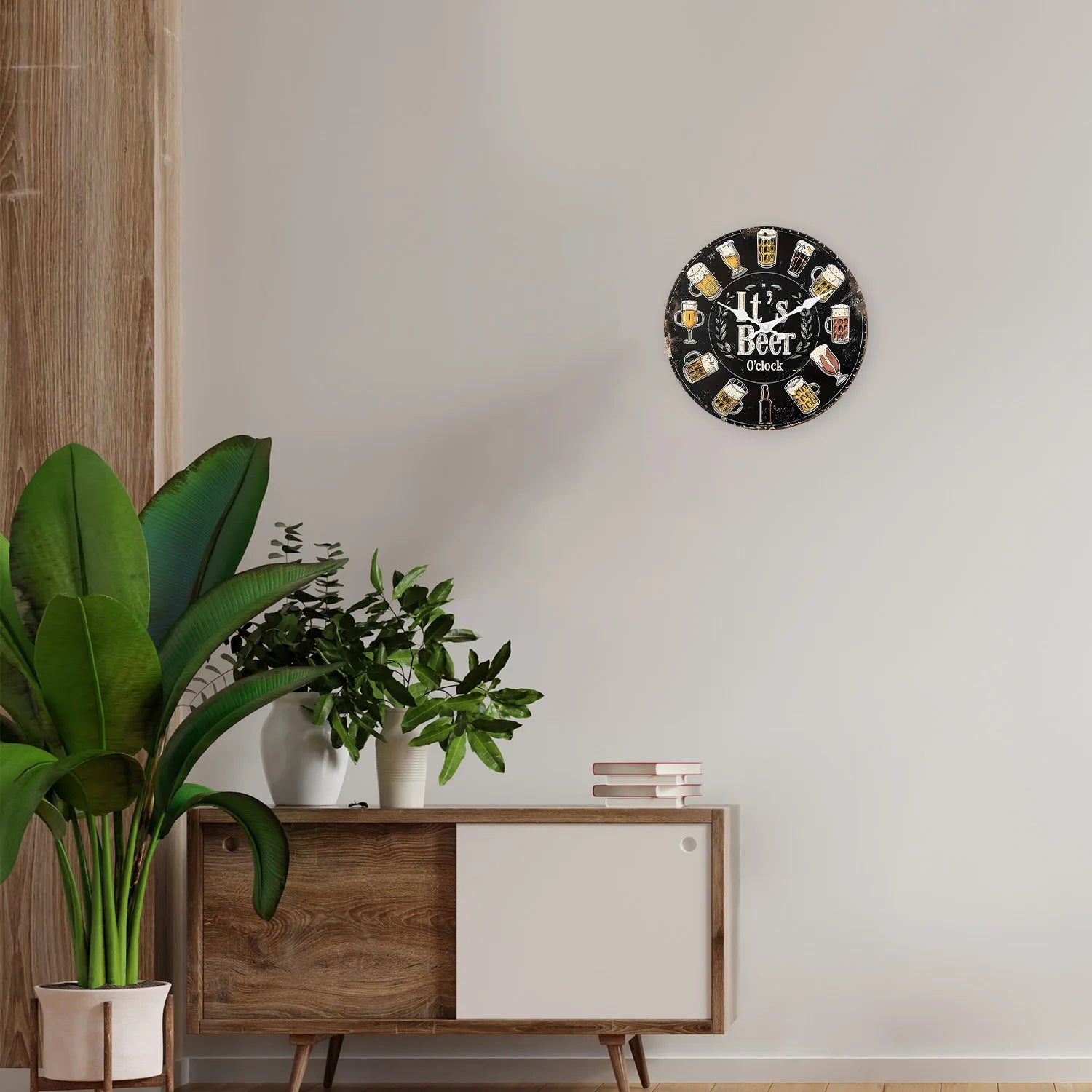 Horloge Murale En Bois À Motif De Verre De Bière Rétro Américain Salon Chambre Cuisine Décoration De La Maison Horloge Murale Horloge À Quartz Silencieuse Cadeau De Vacances 10 Pouces 12 Pouces 14 Pouces 16 Pouces (Sans Piles)
