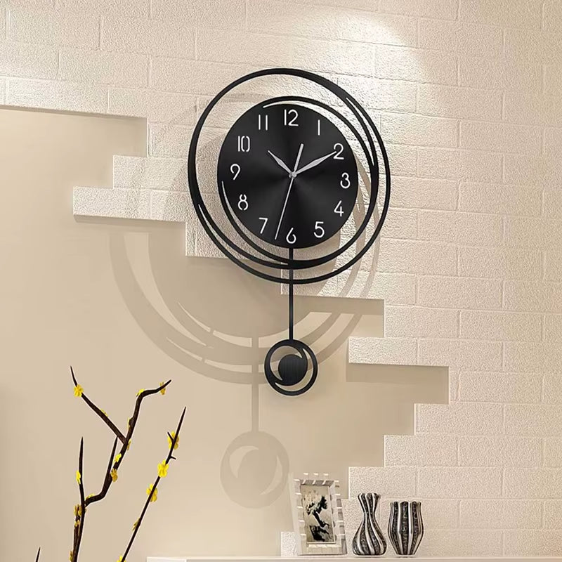 Circular Hollow Swinging Wall Clock with Arabic Numeral Scale Clock, Living Room, Bedroom, Office, Home Decoration Clock
