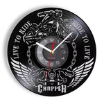 Horloge Murale "American Chopper" – Vinyle Recyclé & Design Moto Custom - Vignette | La Belle Horloge