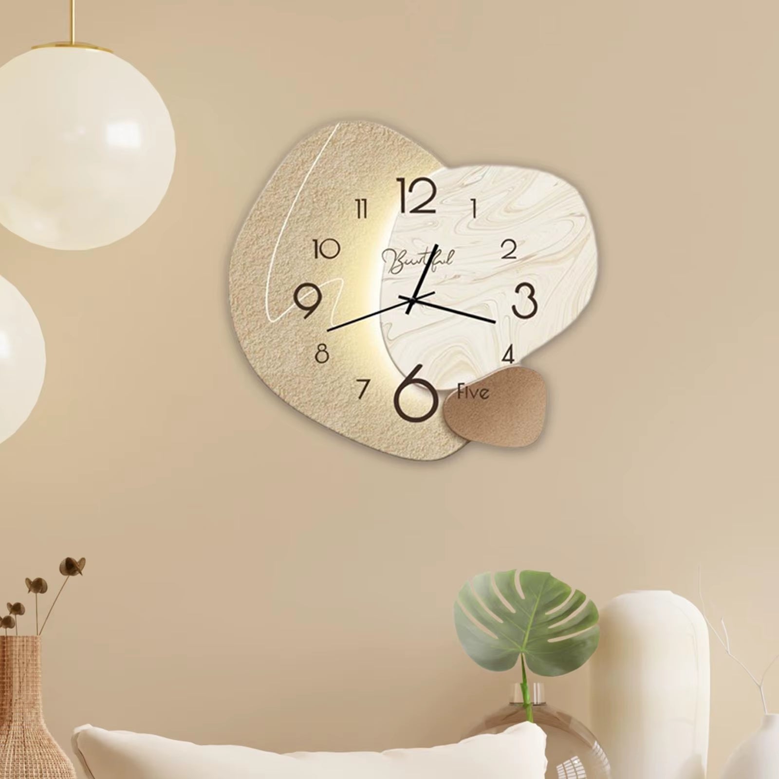 Nordic Style Wall Mounted Wall Clock Silent Decorative Clock Mute Hanging Ornament for Home Living Room Decoration