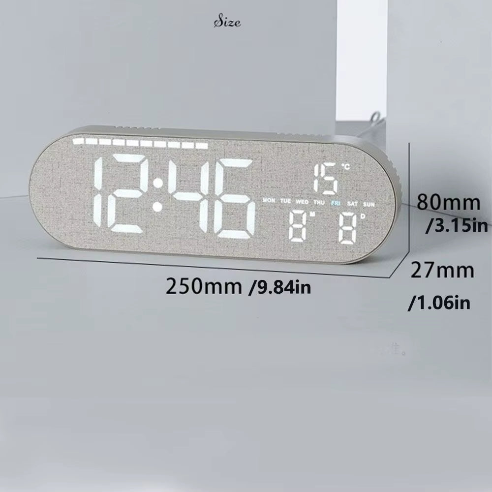 Minimalist Design Digital Wall Clock Silent Operation Nordic Style Alarm Clock Temperature Date Display Hanging Mount