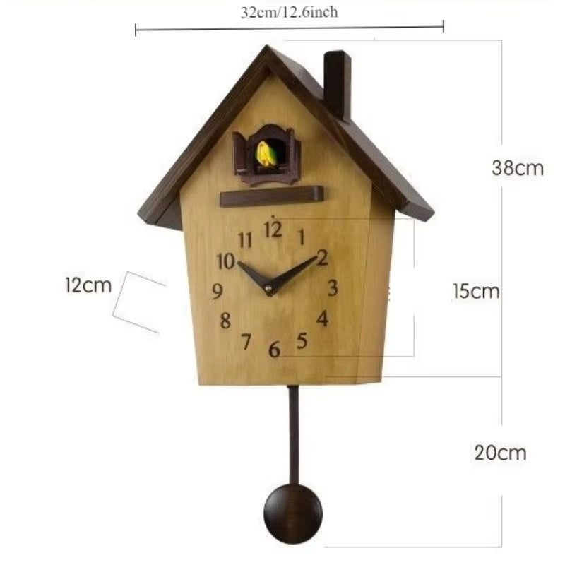 Wooden Vintage Living Room Cuckoo Clocks Pendulum Nordic Simple Modern Bedroom Wall Watch Classic Household Creative Wall Clocks
