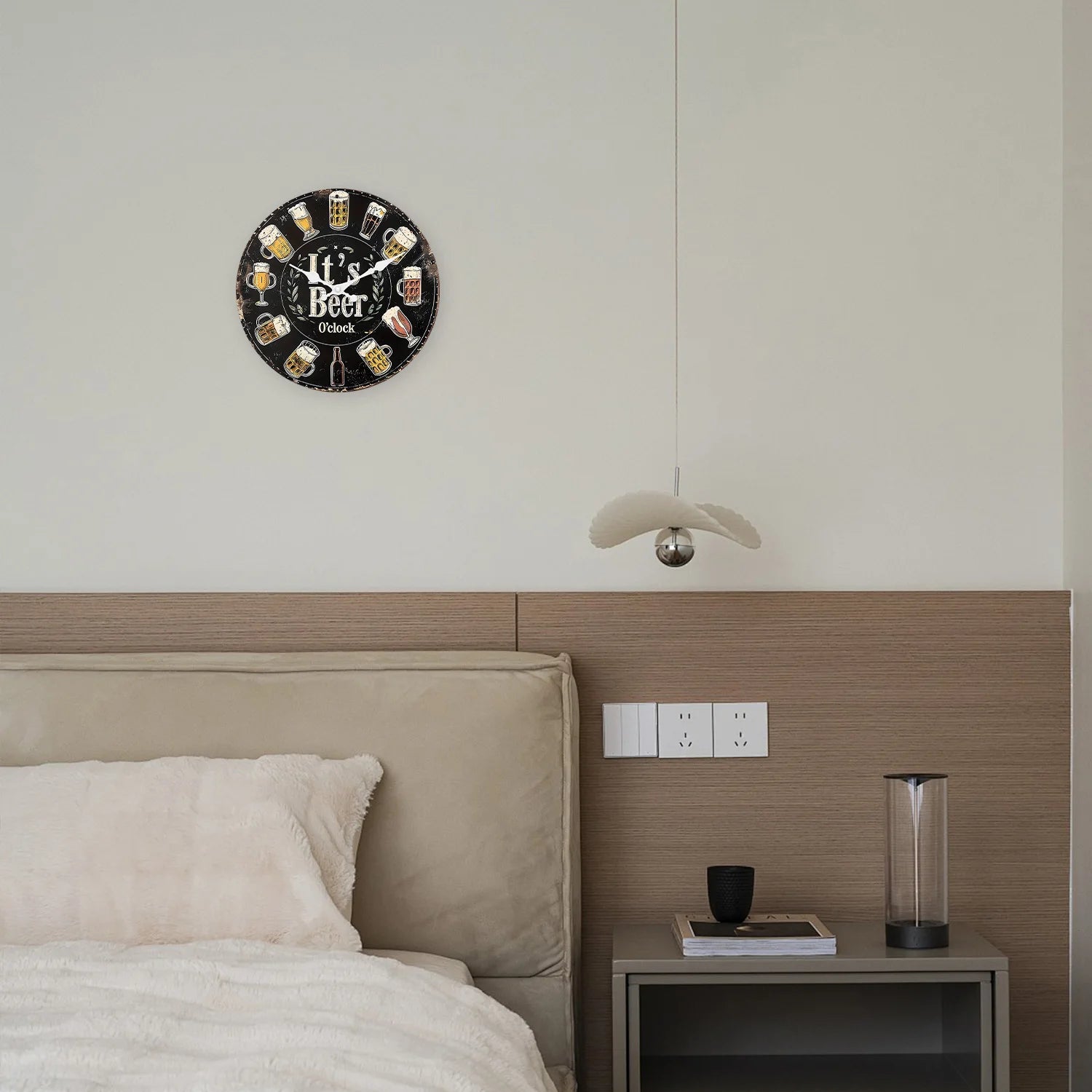 Horloge Murale En Bois À Motif De Verre De Bière Rétro Américain Salon Chambre Cuisine Décoration De La Maison Horloge Murale Horloge À Quartz Silencieuse Cadeau De Vacances 10 Pouces 12 Pouces 14 Pouces 16 Pouces (Sans Piles)