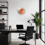 Horloge Murale en Verre Trempé Silencieuse – Design Bicolore Orange et Blanc - Vignette | La Belle Horloge