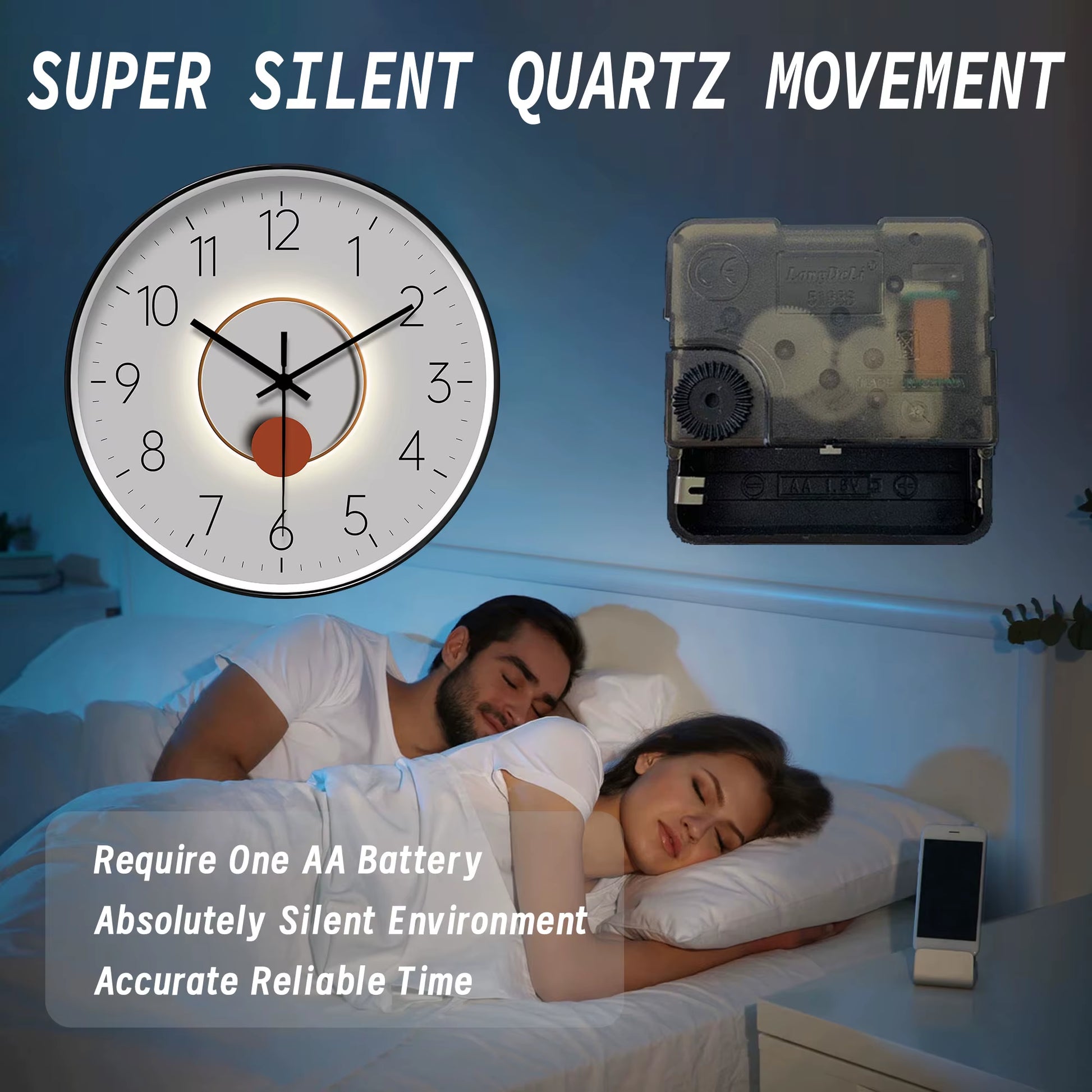 1Pc Stylish Simple Grey Shadow Wall Clock, Non-Ticking Analog Mute Clock, 10-16 Inch round Plastic Wall Clock, Suitable for Deco
