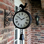 Horloge de Jardin Double Face Coq Vintage avec Potence - Vignette | La Belle Horloge
