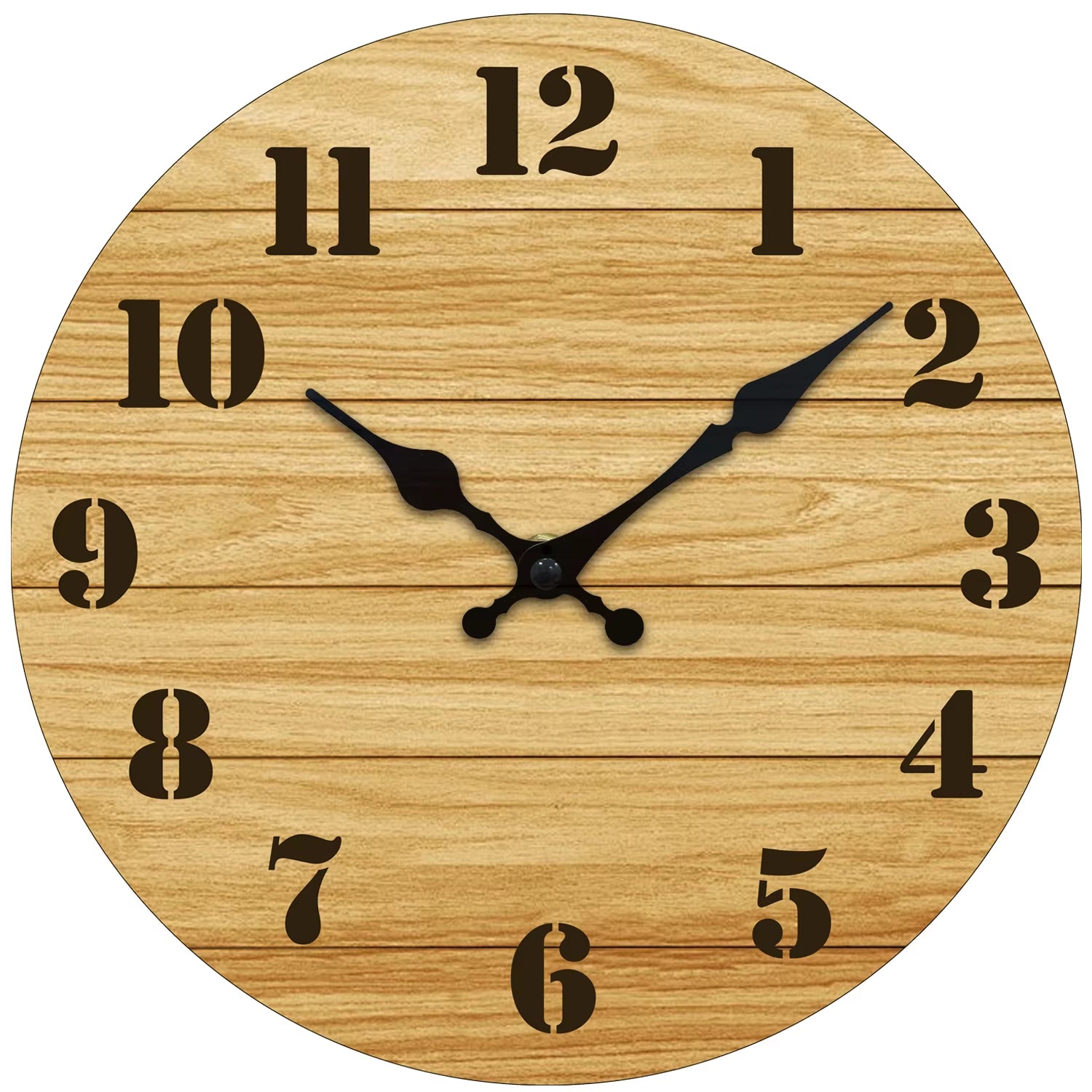 Vintage Wall Clock Large Black Numerals Natural Wood Silent Quartz Clock Bedroom Kitchen Home Decor Holiday Gift 8/10/12 Inch