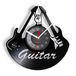 Horloge Vinyle Guitare Rock — Déco Murale Musicien - Vignette | La Belle Horloge