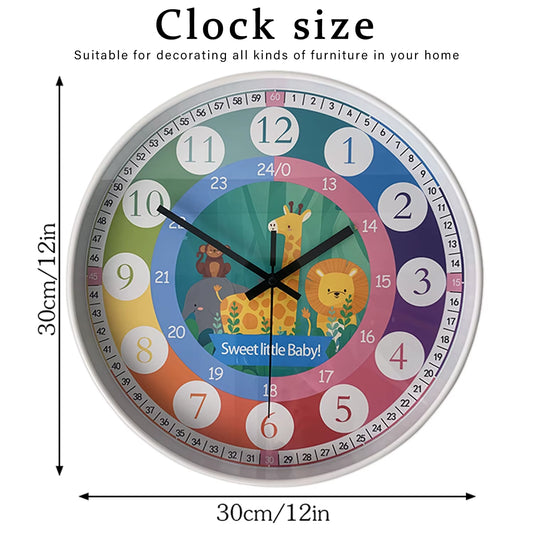 Early Childhood Education Children Learn Wall Clock Cartoon Wall Clock Children'S Room Decoration Gift Classroom Wall Clock