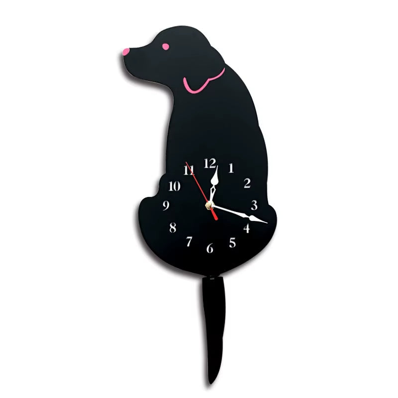 Personality New Diy Clock Living Room Acrylic Wag Tail Dog Home Creative Wall Clock