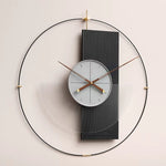 Horloge Murale "Éclipse" – Design Géométrique Noir & Noyer avec Pendule Silencieux - Vignette | La Belle Horloge