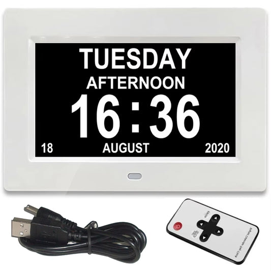 12 Alarms Digital LED Calendar Clock with Multi-Languages to Display. Medicine Time Reminder for Elder.Home Desk Wall Decoration