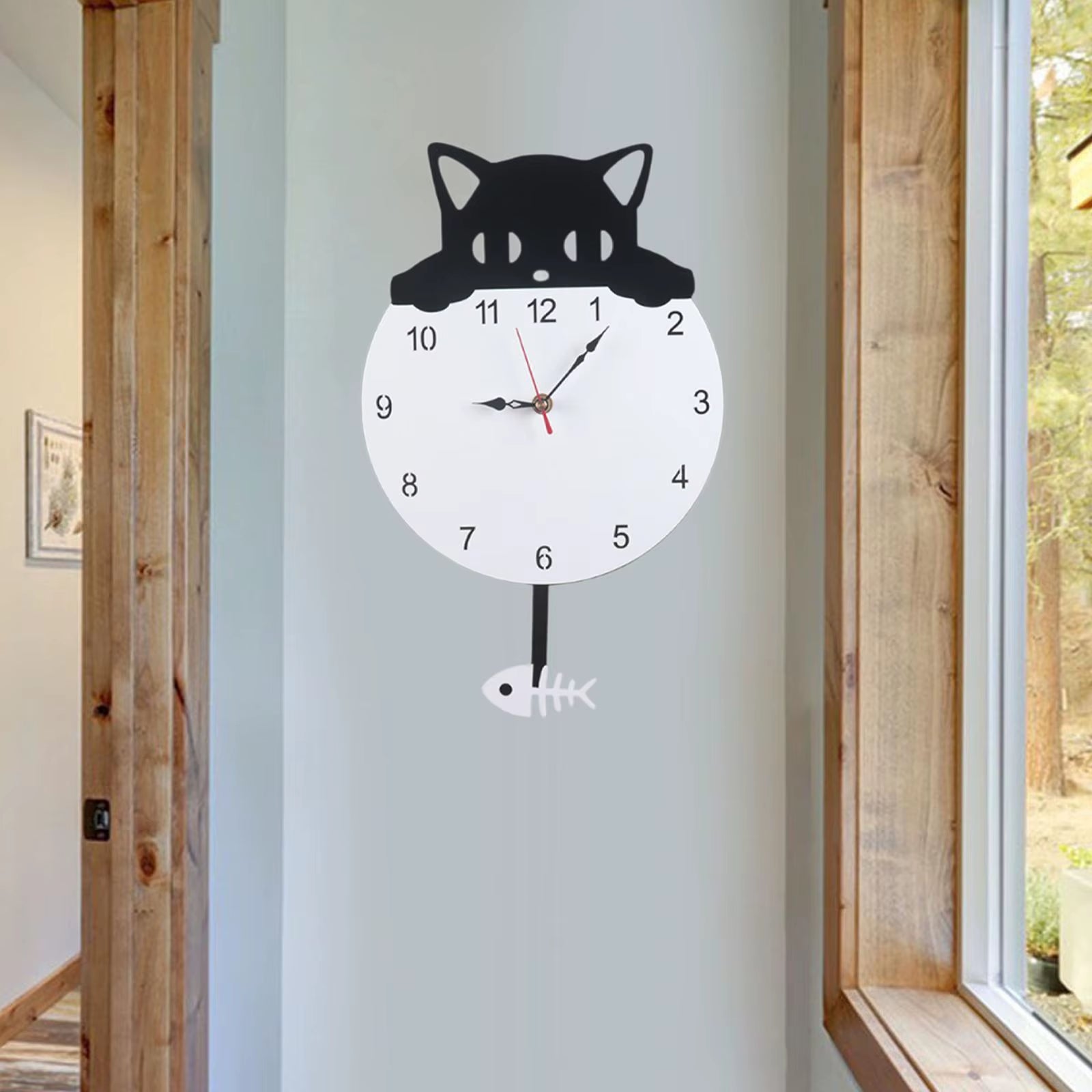 Acrylic Wall Clock Decoration Wall Clock Indoor Wall Clock Battery Operated Clock Adorable Kitten Design Home Office Decoration