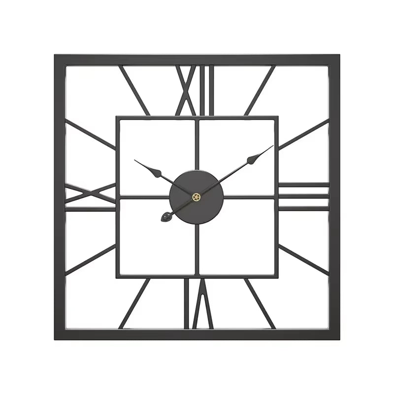 Hot-Selling Wall Clocks, Simple Square Wrought Iron Clocks, Silent Decorative Clocks in the Living Room