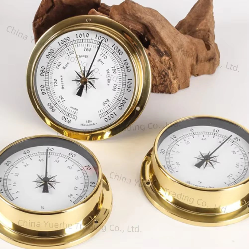 Rtcx-Clock, Wall Mounted Tester Copper Shell Marine for Weather Station, Wall Hanging Boat Using Clock, 98Mm 115Mm 145Mm