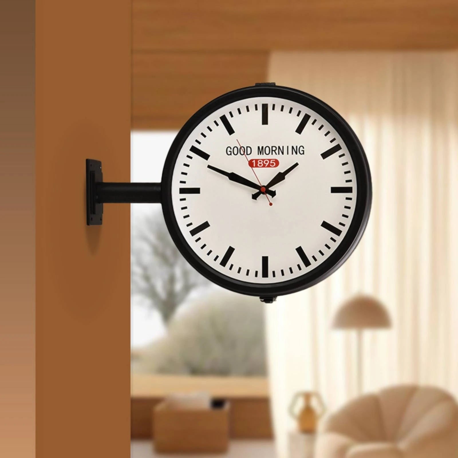 Horloge Murale Silencieuse, Horloge Numérique Double Face Avec Support Latéral, Décorations D'Horloge D'Angle Pour La Chambre, La Maison, La Chambre À Coucher