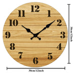 Horloge Murale Vintage "Timber" – Bois Naturel & Grands Chiffres Noirs - Vignette | La Belle Horloge