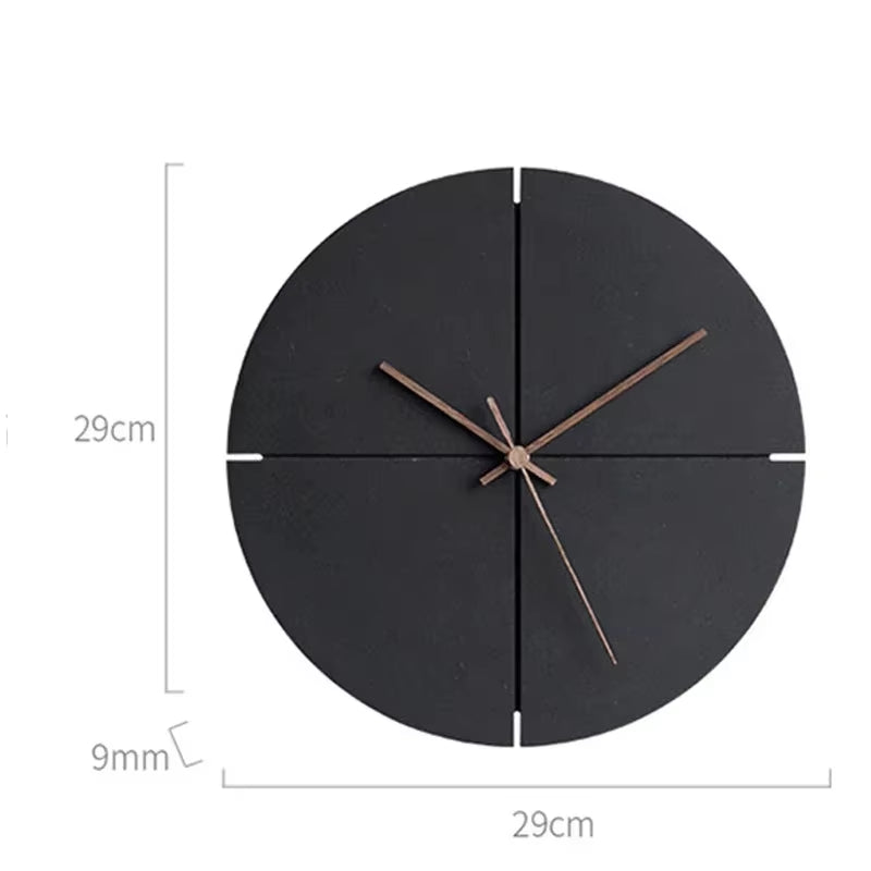 Nordic Minimalist Wooden Wall Clock, Black Mute Wall Clock, Home Decoration, Living Room, Kitchen Personality, 1Pc