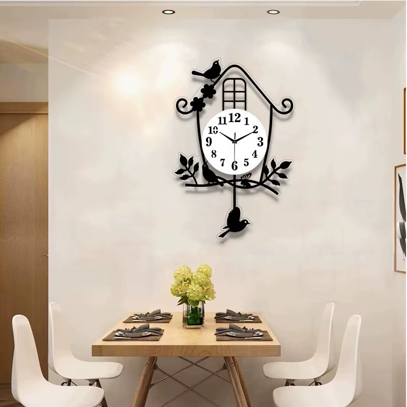 Fun Cartoon Cat Wall Clock with Tail Swinging Function - Quiet Timepiece for Living Room, Bedroom, and Home Decor