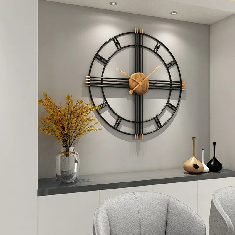 80Cm Simple Wall Clock European Style Wrought Iron Living Room Clocks Creative Fashion Mute Home Modern Decorative Clock