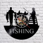 Horloge Vinyle Pêche — Déco Murale Passionné de Pêche - Vignette | La Belle Horloge