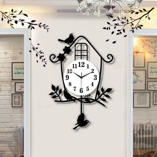 Fun Cartoon Cat Wall Clock with Tail Swinging Function - Quiet Timepiece for Living Room, Bedroom, and Home Decor