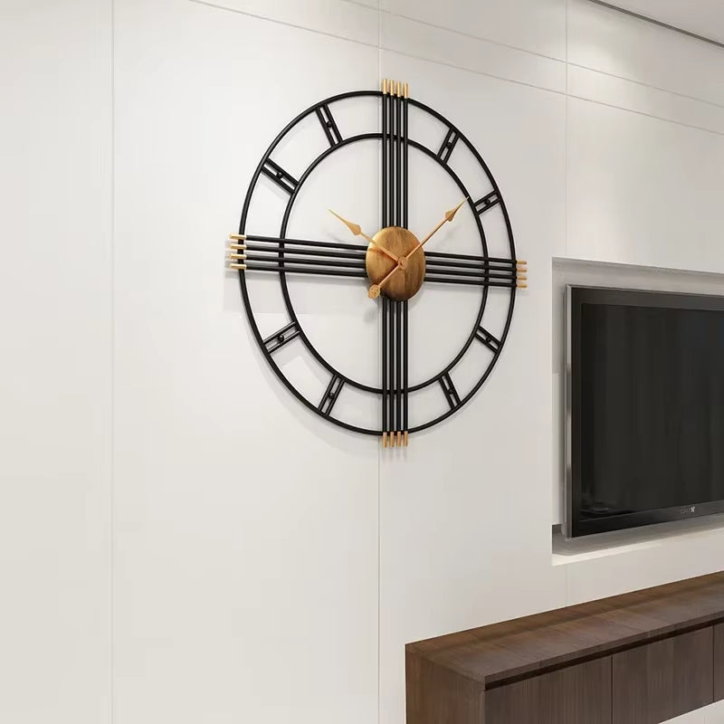 80Cm Simple Wall Clock European Style Wrought Iron Living Room Clocks Creative Fashion Mute Home Modern Decorative Clock