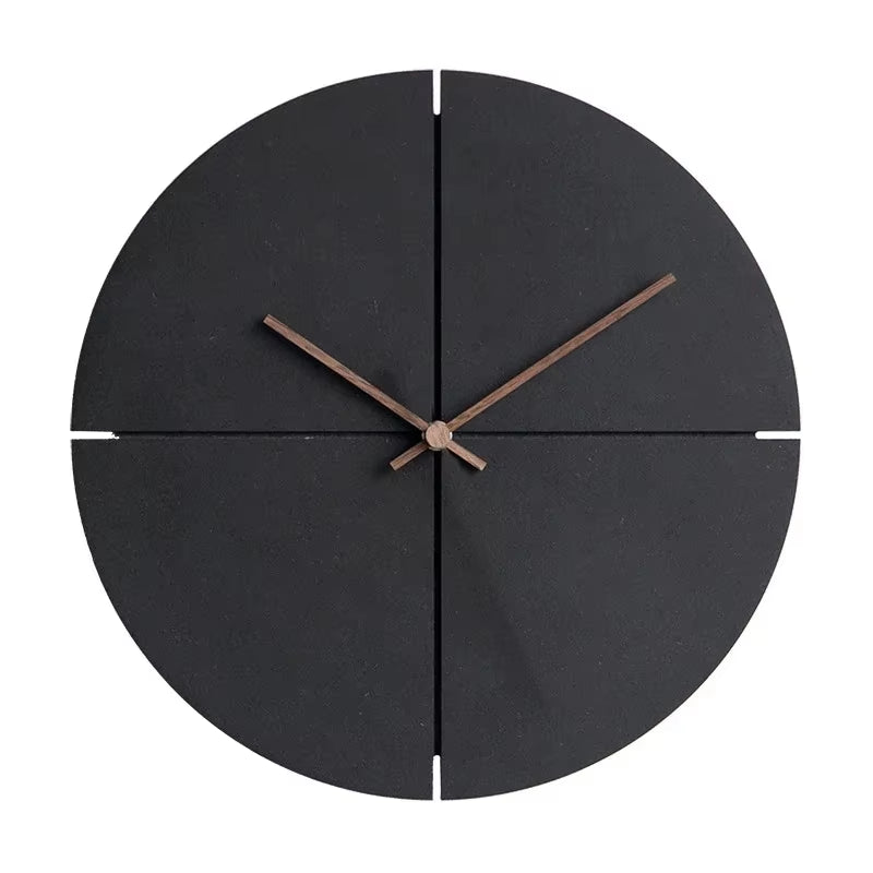 Nordic Minimalist Wooden Wall Clock, Black Mute Wall Clock, Home Decoration, Living Room, Kitchen Personality, 1Pc